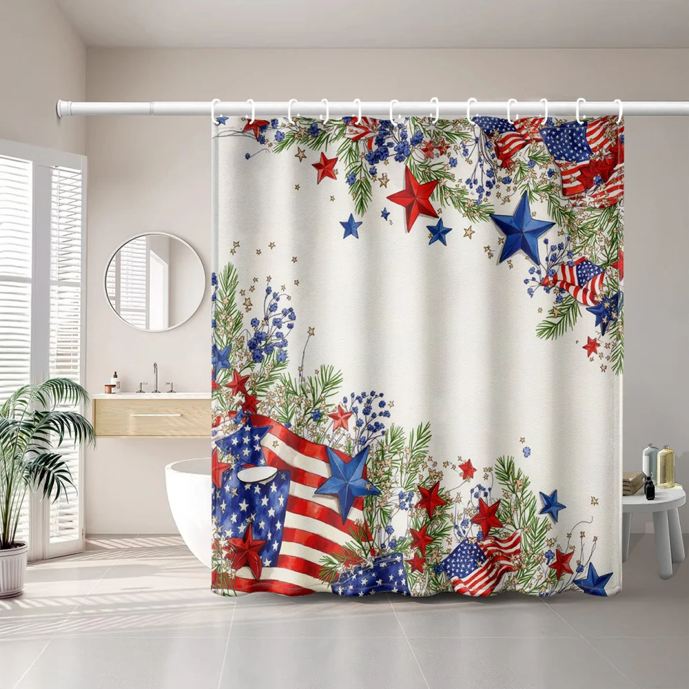 American Independence Day Star Spangled Banner Star Branch Print Shower Curtain Modern Art Bathroom Decor with Plastic Hooks
American Independence Day Star Spangled Banner Star Branch Print Shower Curtain Modern Art Bathroom Decor with Plastic Hooks