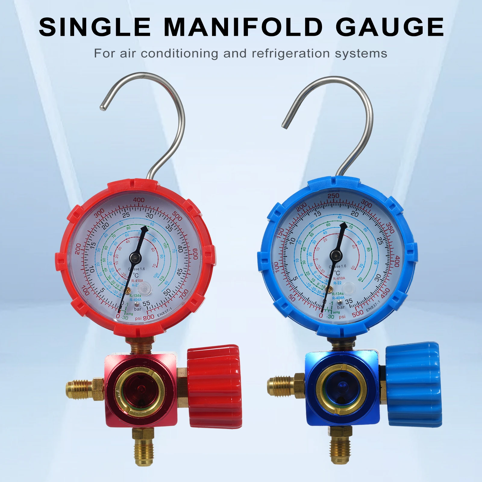 Single Manifold Gauge Air Condition Manifold Gauge with Clear Scale Fits R410A R22 R134A R404A Refrigerants Charging Tool
Single Manifold Gauge Air Condition Manifold Gauge with Clear Scale Fits R410A R22 R134A R404A Refrigerants Charging Tool