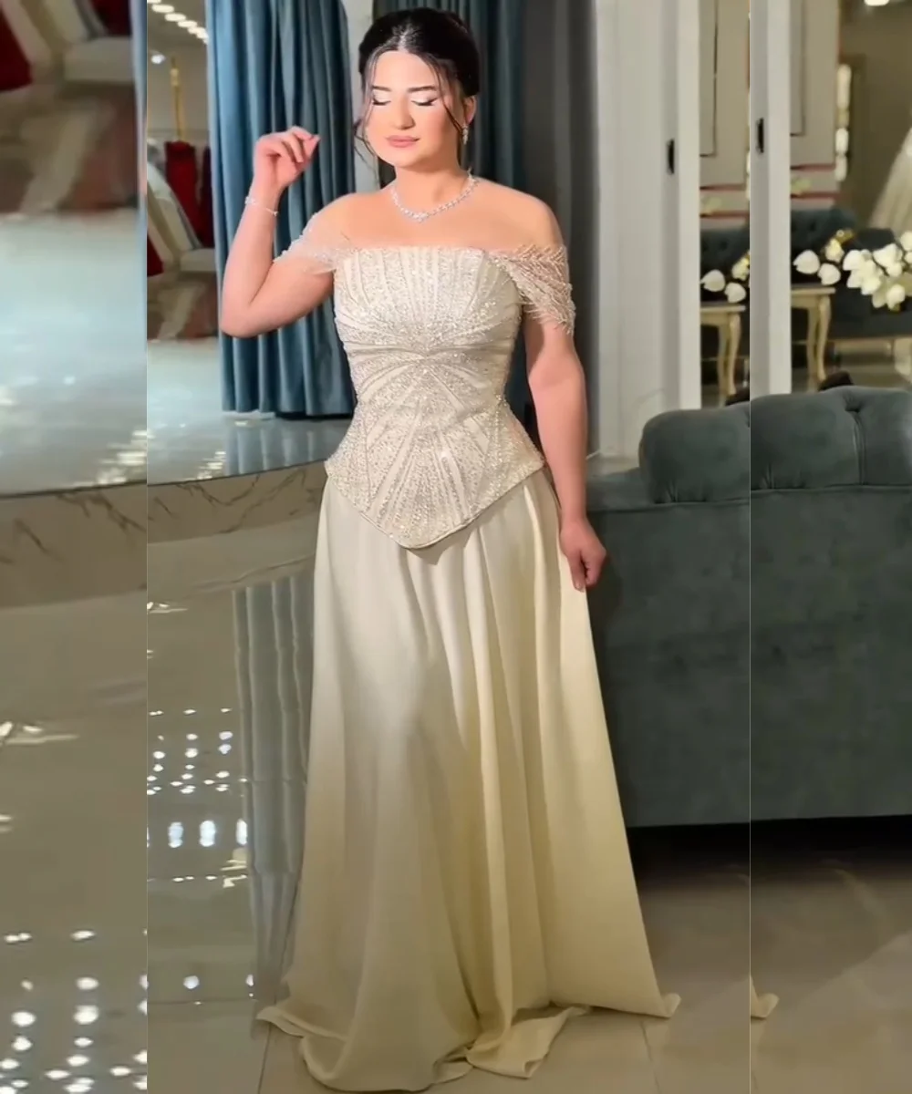 Customized Sparkle Charmeuse Pleat Sequined A-line Off-the-shoulder Long Bespoke Occasion Evening Dresses Formal
Customized Sparkle Charmeuse Pleat Sequined A-line Off-the-shoulder Long Bespoke Occasion Evening Dresses Formal