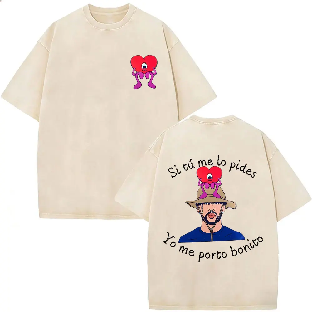 Washed Vintage Rapper Bad Bunny T-shirt Un Verano Sin Ti Si Tu Me Lo Pides Yo Me Porto Bonito T Shirt Men Hip Hop Retro T-shirts
Washed Vintage Rapper Bad Bunny T-shirt Un Verano Sin Ti Si Tu Me Lo Pides Yo Me Porto Bonito T Shirt Men Hip Hop Retro T-shirts