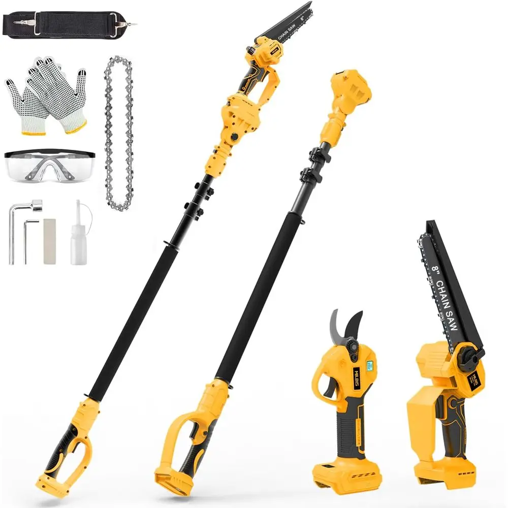 4-in-1 CordlPole Saw & Electric Pruning Shears or 20V Battery, 8 Inch BrushlMini Chainsaw with Extension Pole, 15 t Reach, Auto
4-in-1 CordlPole Saw & Electric Pruning Shears or 20V Battery, 8 Inch BrushlMini Chainsaw with Extension Pole, 15 t Reach, Auto