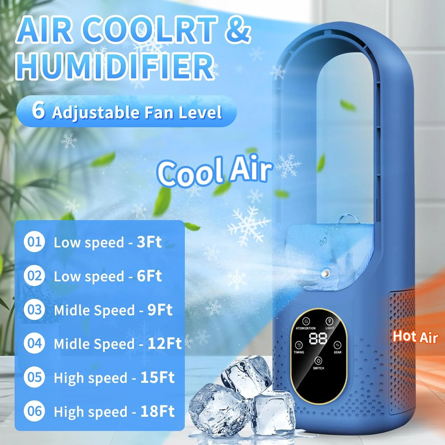 3 In 1 Air Conditioner Fan Mini Desktop Cooler USB Plug Bladeless Mist Cooling Humidifier with RGB Night Light for Home Office
3 In 1 Air Conditioner Fan Mini Desktop Cooler USB Plug Bladeless Mist Cooling Humidifier with RGB Night Light for Home Office
