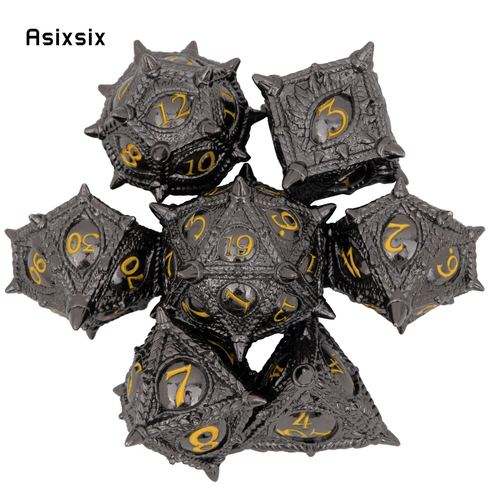 7 Pcs Black Yellow Eyes Metal Dice Solid Metal Polyhedral Dice Set Suitable for Role-Playing RPG Game Dice Role-Playing RPG
7 Pcs Black Yellow Eyes Metal Dice Solid Metal Polyhedral Dice Set Suitable for Role-Playing RPG Game Dice Role-Playing RPG
