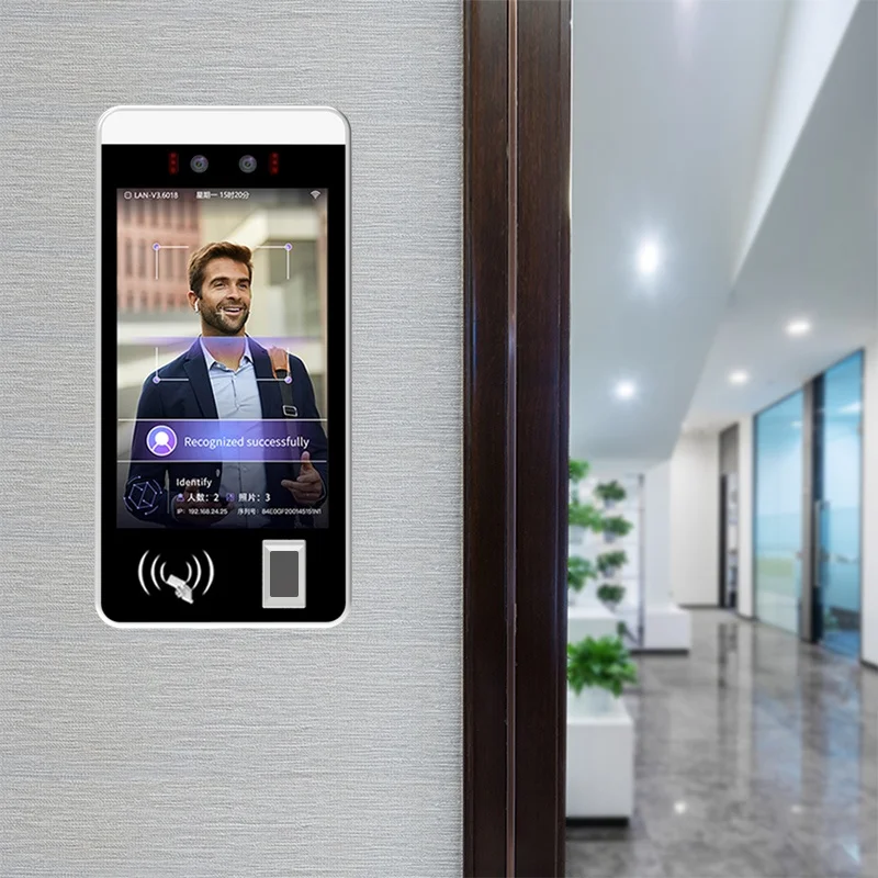 ZJZ 8-Inch Biometric Attendance Device Face Recognition RFID Card Scan Fingerprint Technology Supports WIFI Night Vision Reset
