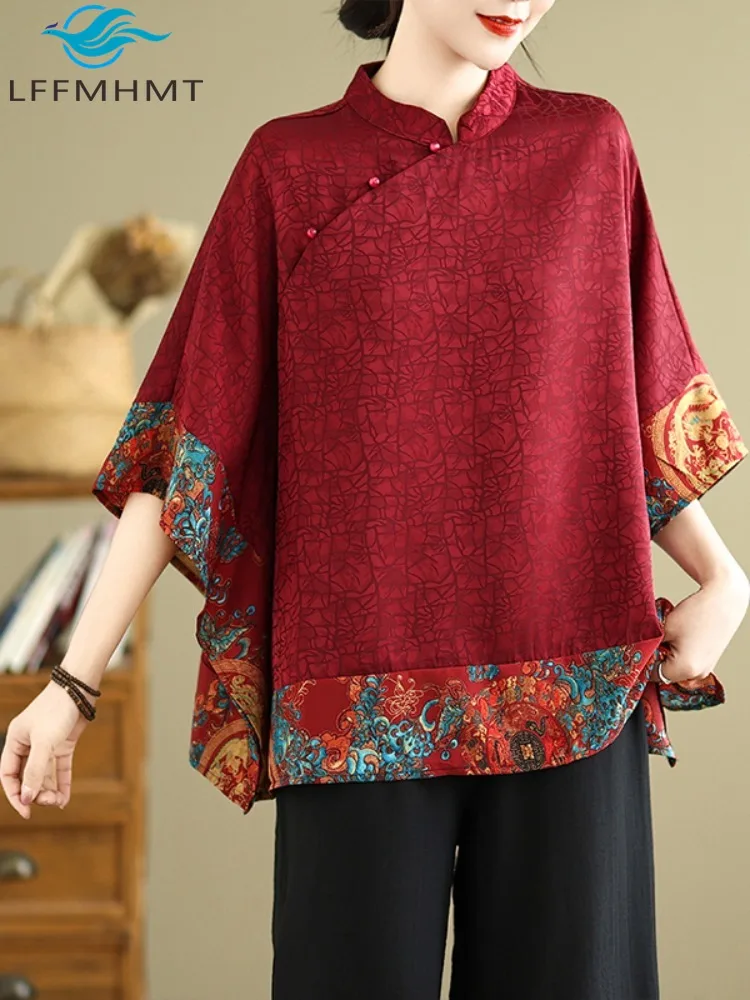 Women Vintage Style Shirts Good Quality Retro Printing Half Sleeve China Ancient Style Loose Casual Stand Collar Pullover Blouse
Women Vintage Style Shirts Good Quality Retro Printing Half Sleeve China Ancient Style Loose Casual Stand Collar Pullover Blouse