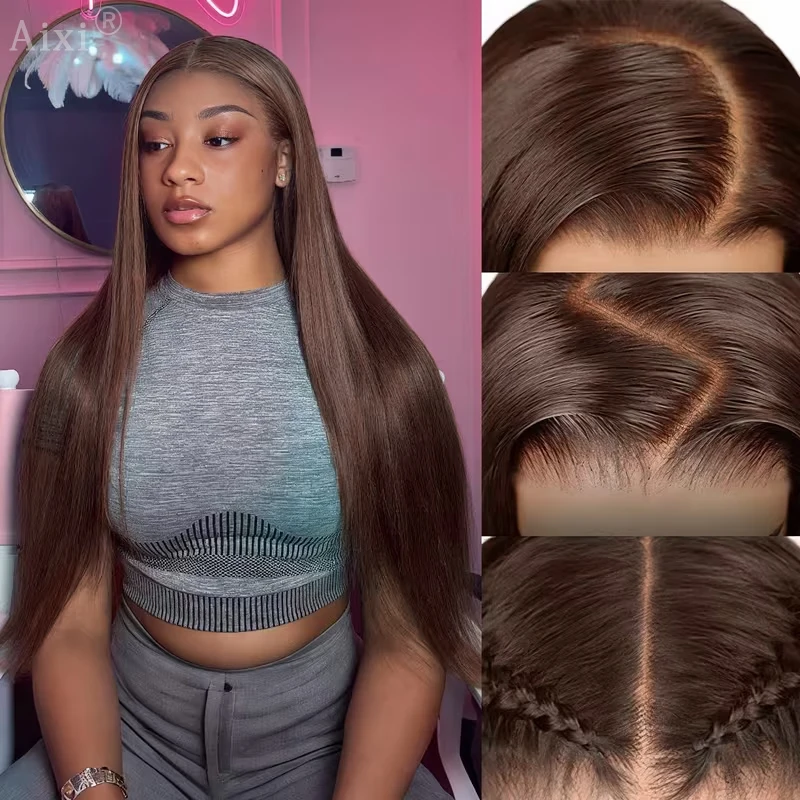 Chocolate Brown Lace Front Wigs Straight Human Hair Wig 13x4 13x6 Lace Frontal Wig Pre Plucked #4 Color Human Hair Wigs
Chocolate Brown Lace Front Wigs Straight Human Hair Wig 13x4 13x6 Lace Frontal Wig Pre Plucked #4 Color Human Hair Wigs