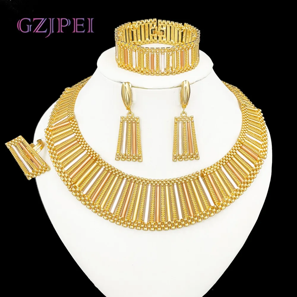 GZJPEI трехцветный комплект ювелирных изделий, уникальные полые итальянские украшения, большое ожерелье, широкий браслет, геометрические серьги, кольца
GZJPEI трехцветный комплект ювелирных изделий, уникальные полые итальянские украшения, большое ожерелье, широкий браслет, геометрические серьги, кольца