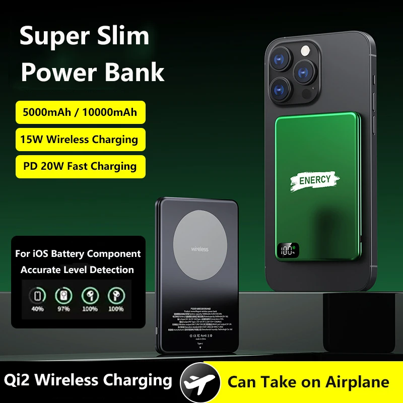 PD20W Magnetic Power Bank Qi2 Wireless Fast Charger Powerbank Portable External Battery for Magsafe for iPhone 17 Samsung Xiaomi
PD20W Magnetic Power Bank Qi2 Wireless Fast Charger Powerbank Portable External Battery for Magsafe for iPhone 17 Samsung Xiaomi