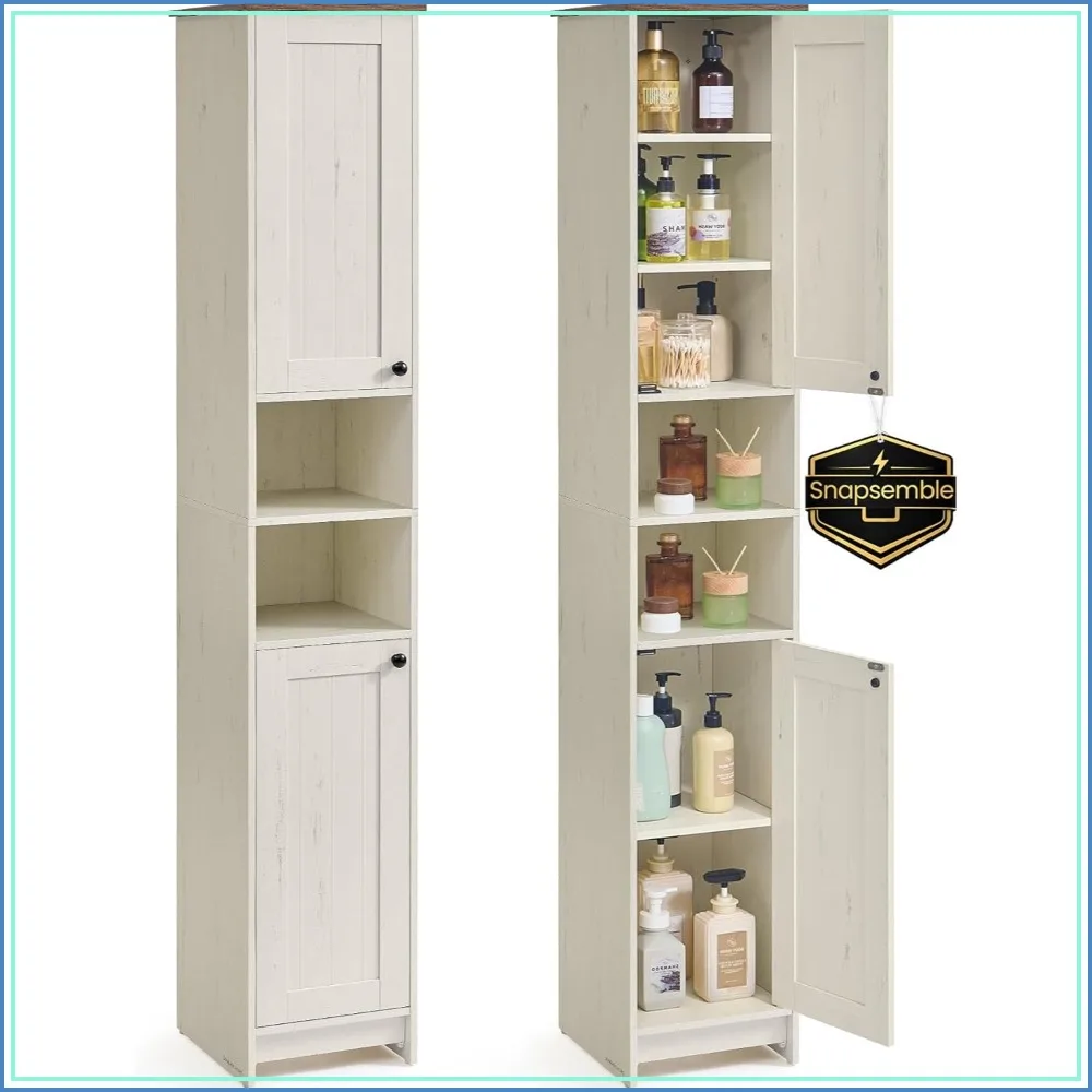 67-Inch Tall Bathroom Storage Cabinet, Superfast Toolless Assembly, 11.8-Inch Wide Slim Freestanding Cabinet with Adjustable Shelves, Rustic White
67-Inch Tall Bathroom Storage Cabinet, Superfast Toolless Assembly, 11.8-Inch Wide Slim Freestanding Cabinet with Adjustable Shelves, Rustic White