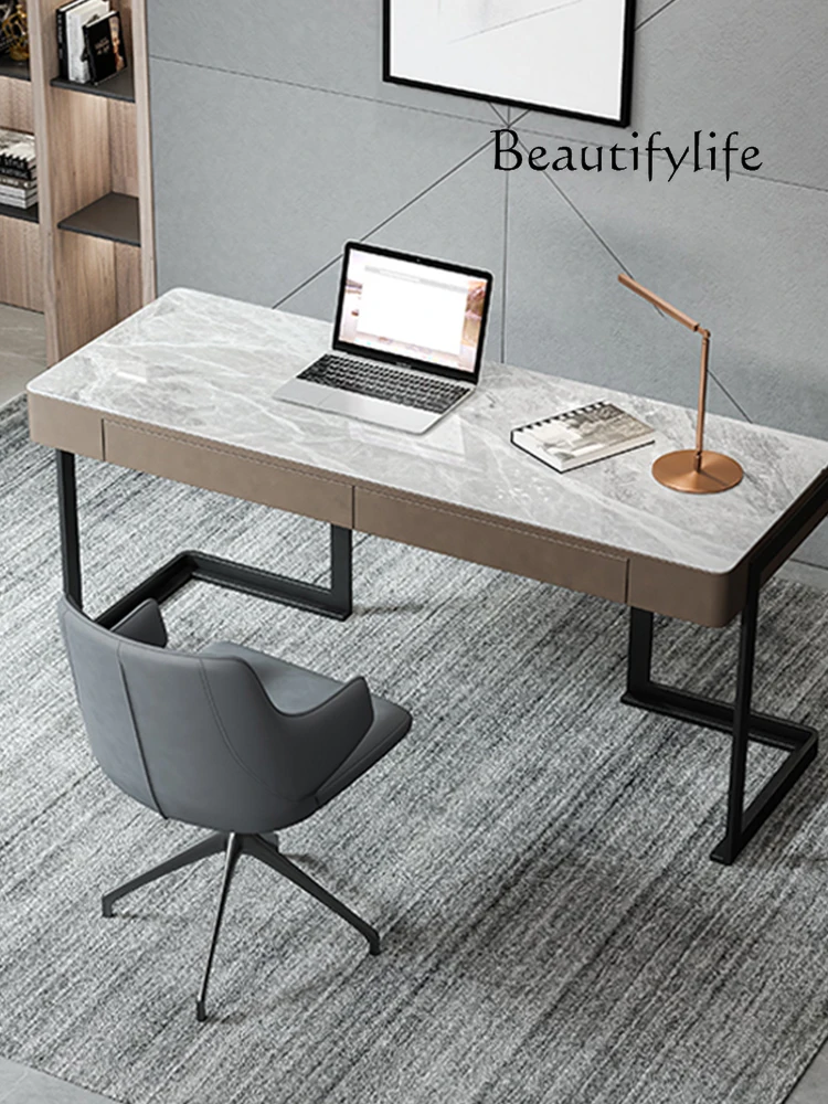 Italian minimalist study rock slab desk solid wood designer light luxury simple rock slab boss table
Italian minimalist study rock slab desk solid wood designer light luxury simple rock slab boss table