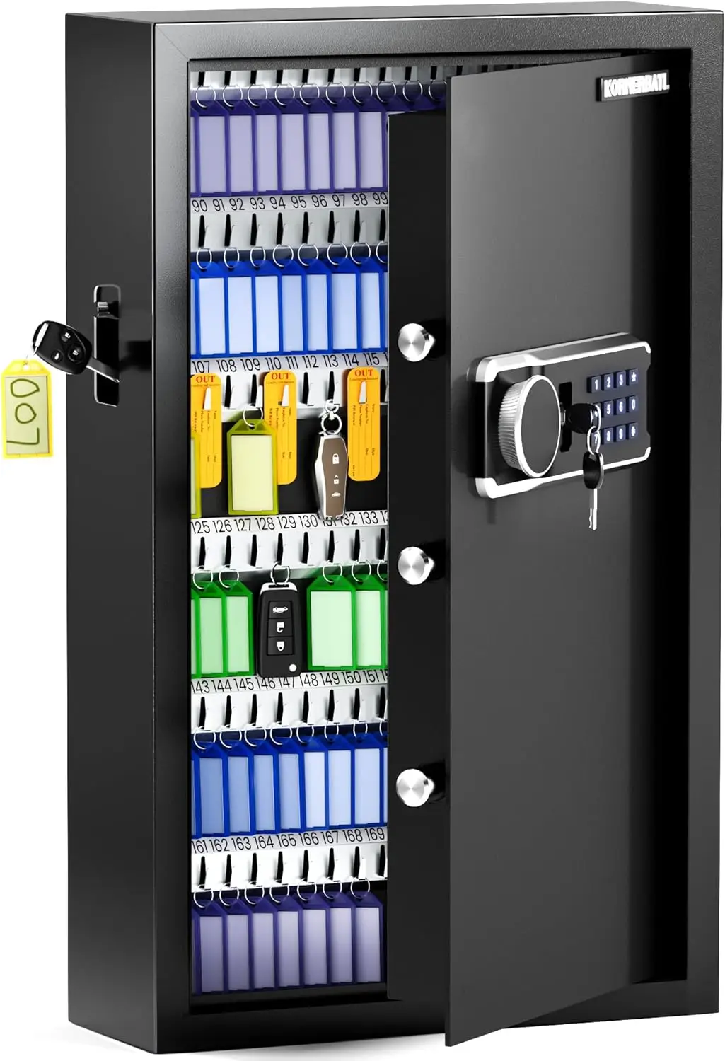 172 Position Key Lock Box with Code - Electronic Key Cabinet Wall Mount - Secure Key Safe with Anti-Theft Deposit Slot and Key Tags for Office, Home, Car
172 Position Key Lock Box with Code - Electronic Key Cabinet Wall Mount - Secure Key Safe with Anti-Theft Deposit Slot and Key Tags for Office, Home, Car