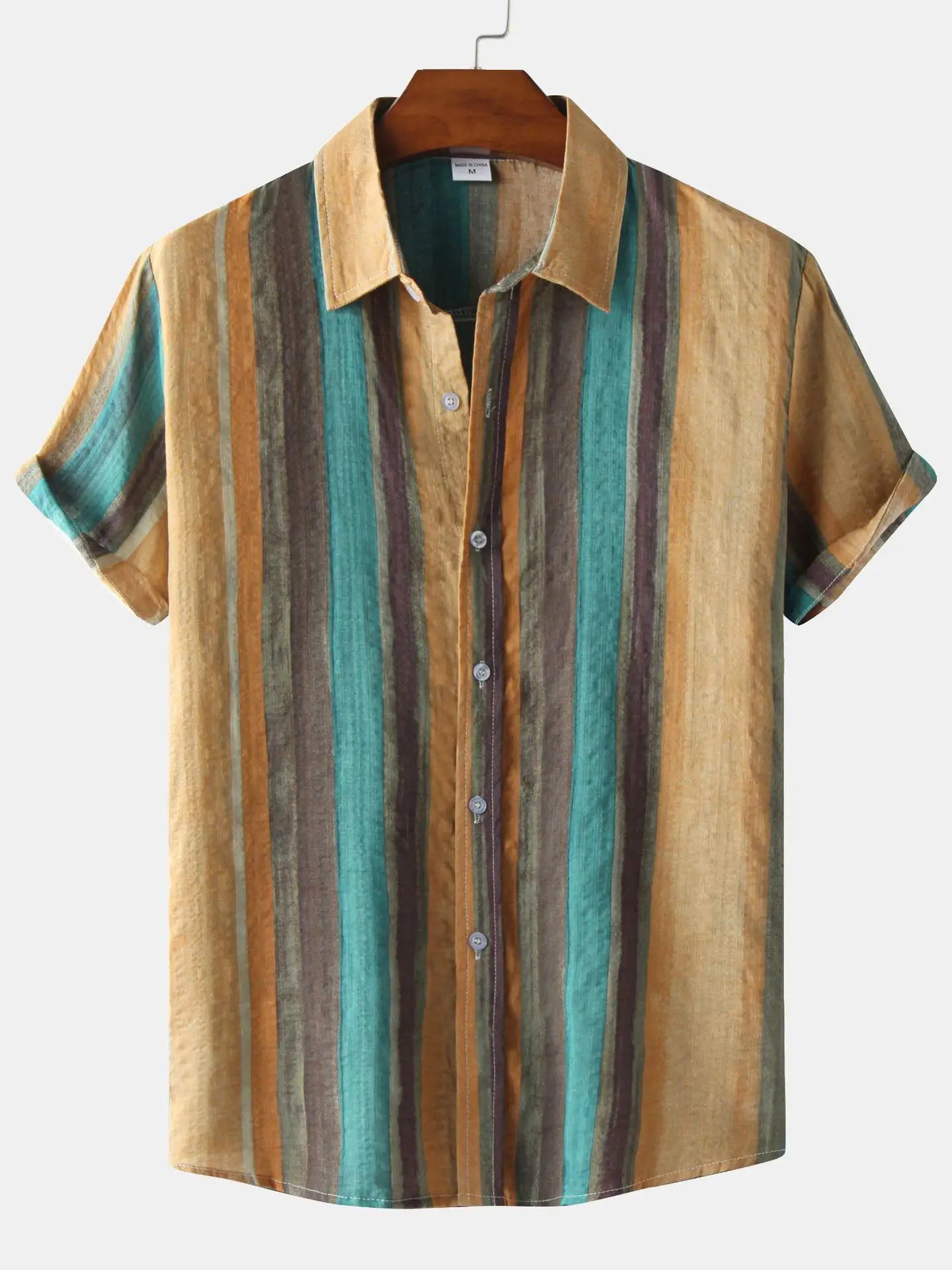 Hawaii 2026 Summer Men's Casual Striped Print Short Sleeve Shirt Loose Fit Polyester Fiber Thin Model for Large Size
Hawaii 2026 Summer Men's Casual Striped Print Short Sleeve Shirt Loose Fit Polyester Fiber Thin Model for Large Size