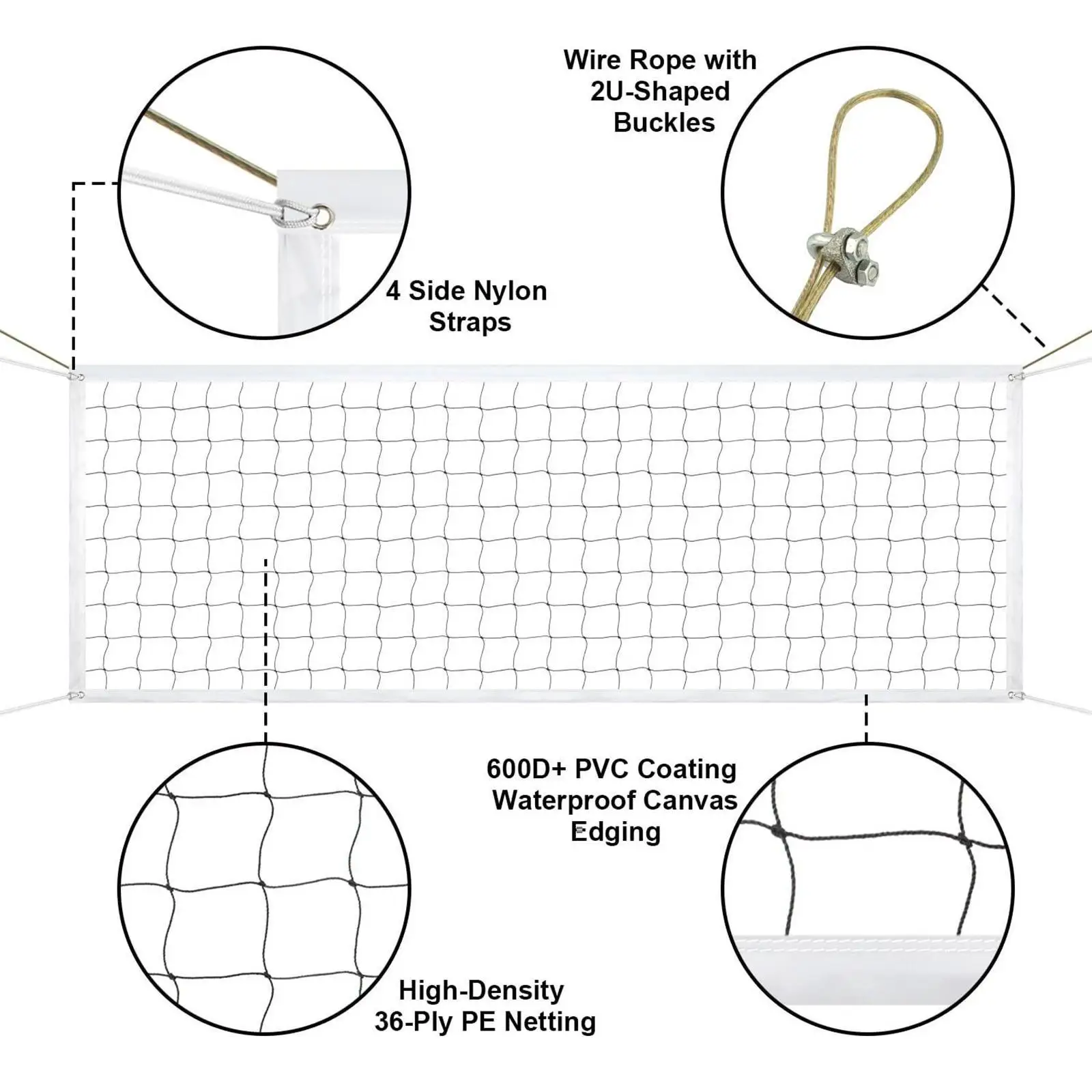 Volleyball Net with Carry Bag Easy Setup Standard Professional Replacement Volley Ball Net for Park Lawn Garden
Volleyball Net with Carry Bag Easy Setup Standard Professional Replacement Volley Ball Net for Park Lawn Garden
