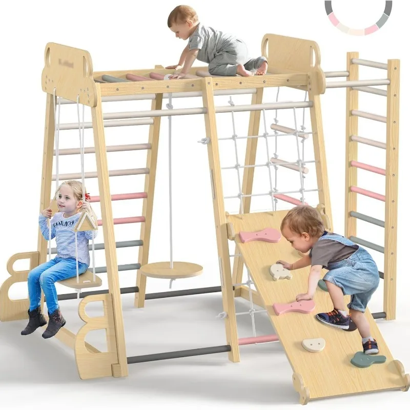 Wooden Kids Climbing Frame Indoor Home Playground Set for Children with Rock Climbing Wall Slide and Swing
Wooden Kids Climbing Frame Indoor Home Playground Set for Children with Rock Climbing Wall Slide and Swing