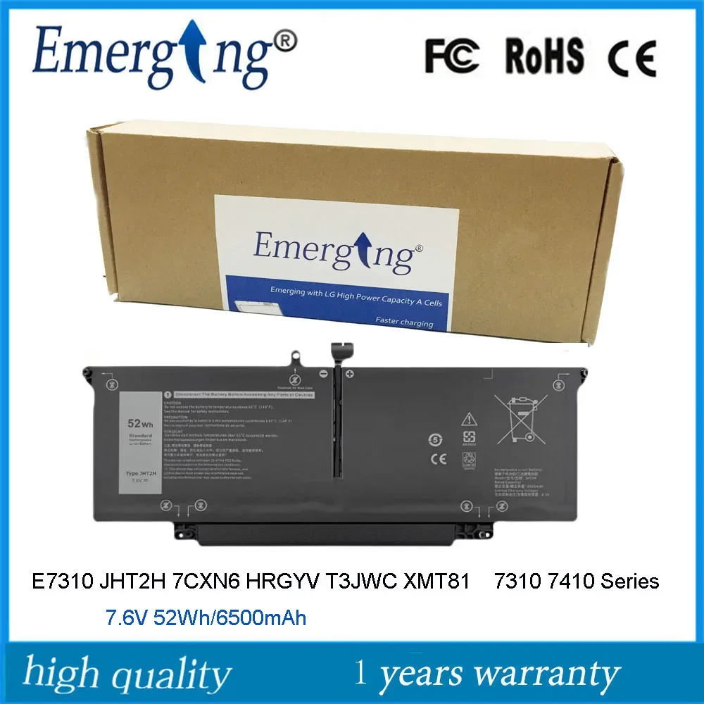 7.6V 52Wh JHT2H Original Battery for Dell Latitude 7310 7410 Series 2in1 7CXN6 HRGYV T3JWC XMT81
7.6V 52Wh JHT2H Original Battery for Dell Latitude 7310 7410 Series 2in1 7CXN6 HRGYV T3JWC XMT81