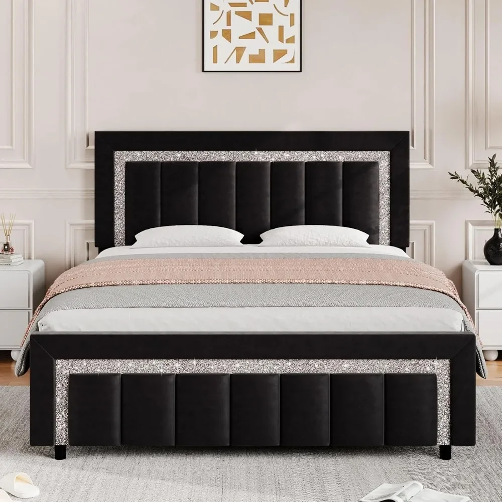 HOMBCK Full Size Bed Frame, Black Velvet Upholstered Bed Frame with Diamond Tufted Headboard and Footboard, Vertical Channel Tuf
HOMBCK Full Size Bed Frame, Black Velvet Upholstered Bed Frame with Diamond Tufted Headboard and Footboard, Vertical Channel Tuf