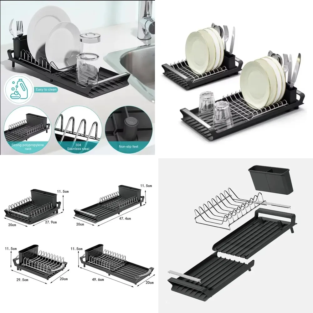 Expandable Dish Drainer with Cutlery Holder, 2-Tier Drying Rack for Kitchen Counter Space Saving
Expandable Dish Drainer with Cutlery Holder, 2-Tier Drying Rack for Kitchen Counter Space Saving