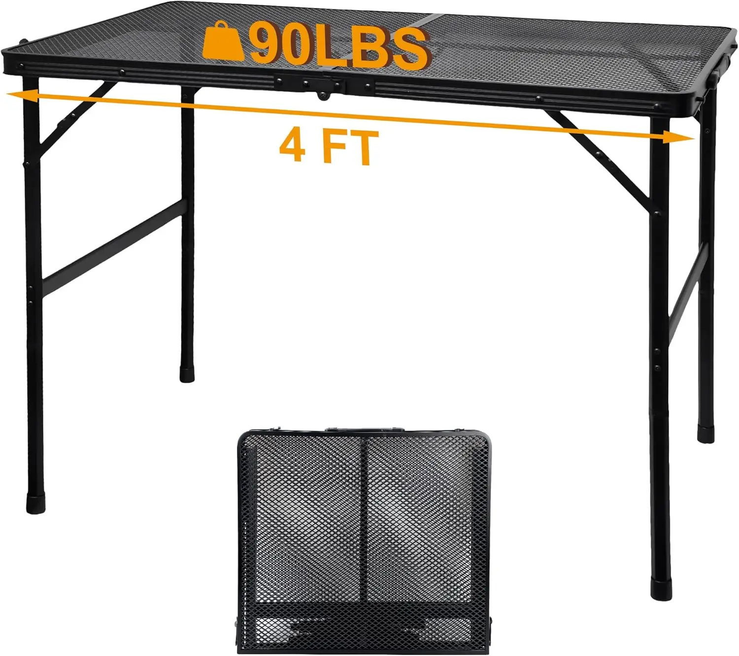 Lightweight Portable Camping Table with Mesh Desktop, Height Adjustable for BBQ, Picnic, RV, 4FT Black
Lightweight Portable Camping Table with Mesh Desktop, Height Adjustable for BBQ, Picnic, RV, 4FT Black