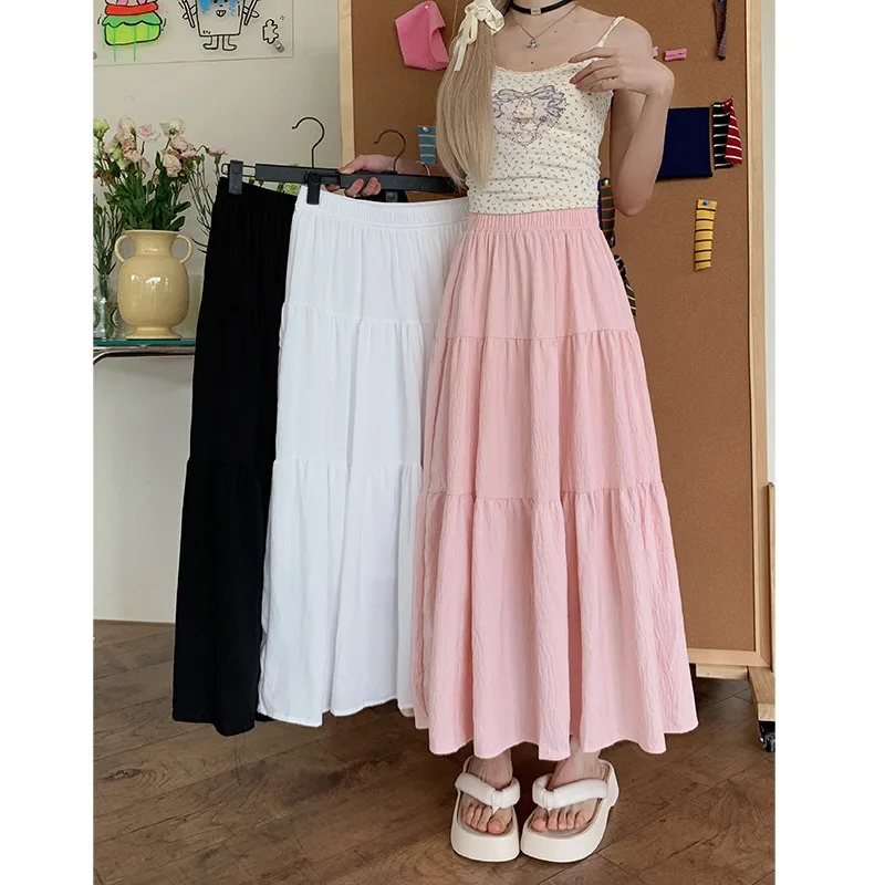 Женская летняя юбка в корейском стиле с высокой талией, А-силуэт, многоярусная, с оборками, миди, белая, черная, розовая, для женщин
Женская летняя юбка в корейском стиле с высокой талией, А-силуэт, многоярусная, с оборками, миди, белая, черная, розовая, для женщин