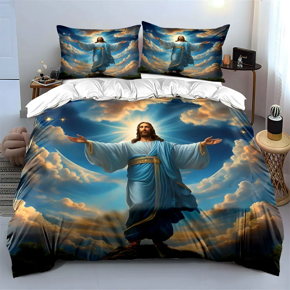 Radiant figure in blue robe, arms extended Print Soft Comfortable Duvet Cover Bedding Set Included 1*Duvet Cover 2*Pillowcases
Radiant figure in blue robe, arms extended Print Soft Comfortable Duvet Cover Bedding Set Included 1*Duvet Cover 2*Pillowcases
