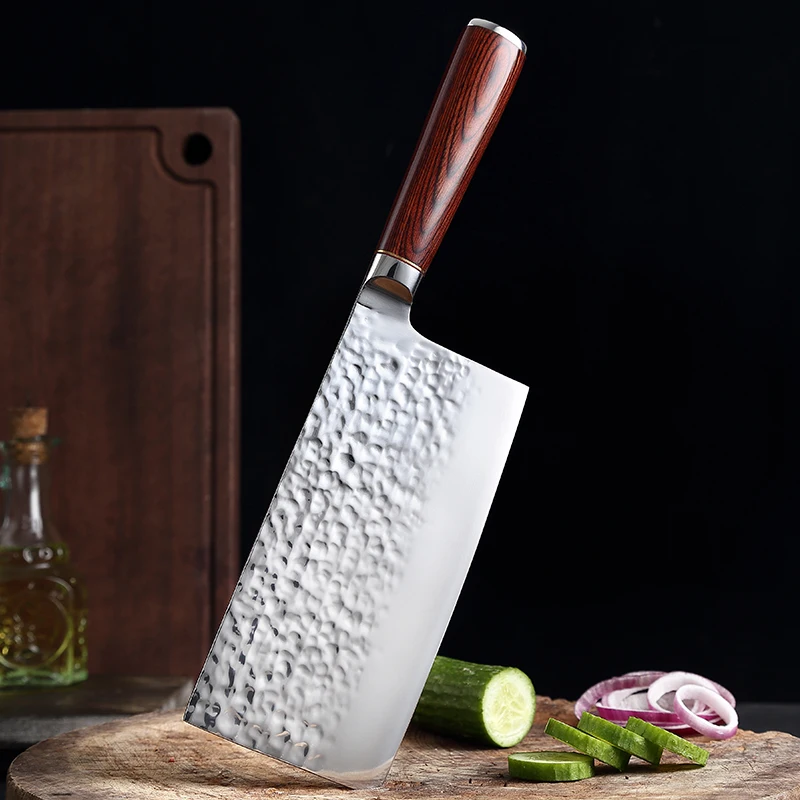 TJ POP Forged 7 Inch Chinese Chopping Cleaver Knife Stainless Steel Hammer Pattern Pakkawood Handle Sharp Slicing Kitchen Knife
TJ POP Forged 7 Inch Chinese Chopping Cleaver Knife Stainless Steel Hammer Pattern Pakkawood Handle Sharp Slicing Kitchen Knife
