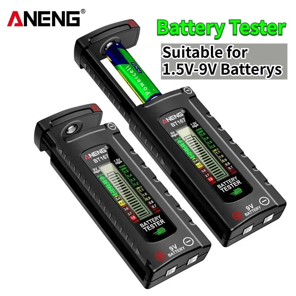 Universal Battery Tester ANENG BT167 Battery Detector Tester Battery Level Indicator Capacity AA/AAA/21700/18650 Button Cell