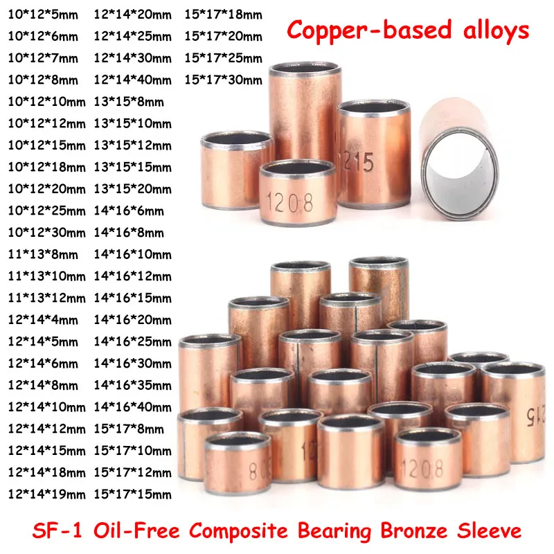 SF-1 Oil-Free Self-Lubricating Composite Bearing Bronze Bushings Inner Diameter 10/11/12/13/14/15mm Outer Diameter 12-17mm
SF-1 Oil-Free Self-Lubricating Composite Bearing Bronze Bushings Inner Diameter 10/11/12/13/14/15mm Outer Diameter 12-17mm