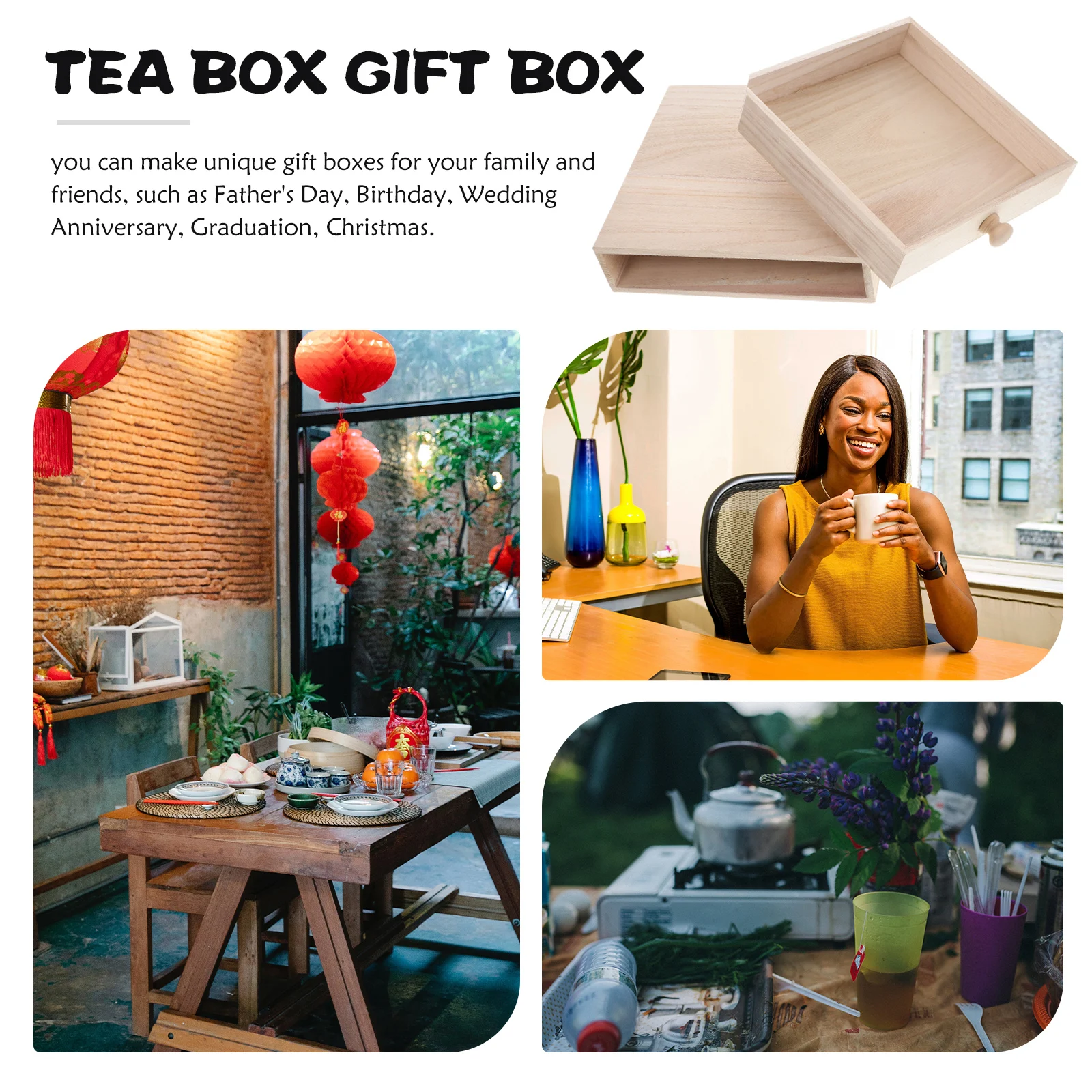 Wooden Tea Storage Box Unfinished Craft Crate Mini Container DIY Gift Idea Smooth Edge Stackable Sewing Accessories Organizer
Wooden Tea Storage Box Unfinished Craft Crate Mini Container DIY Gift Idea Smooth Edge Stackable Sewing Accessories Organizer