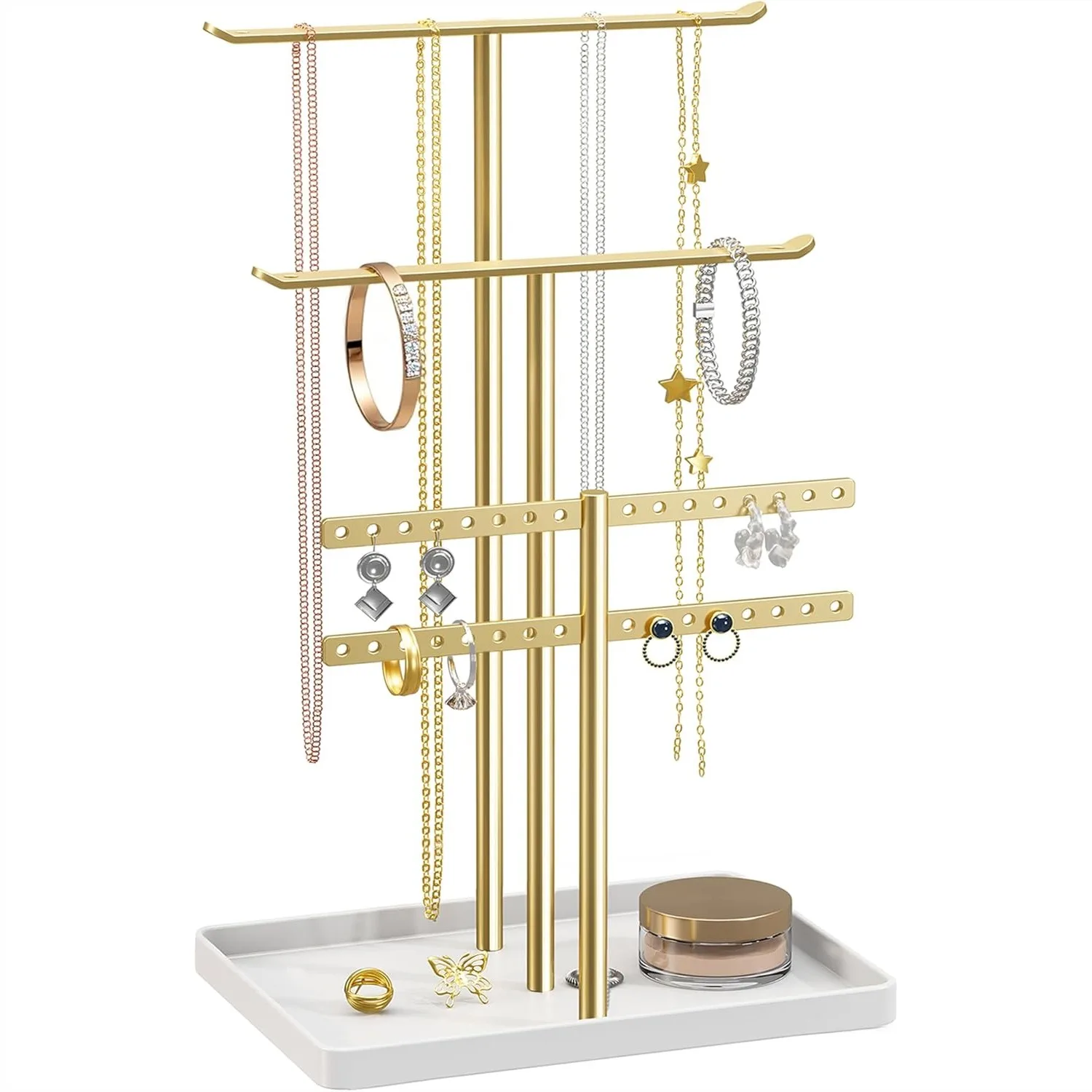Sturdy Jewelry Stand Organizer: 12.5" Hanger for 80 Pcs Necklace, Earring, Bracelet, Watch
Sturdy Jewelry Stand Organizer: 12.5" Hanger for 80 Pcs Necklace, Earring, Bracelet, Watch