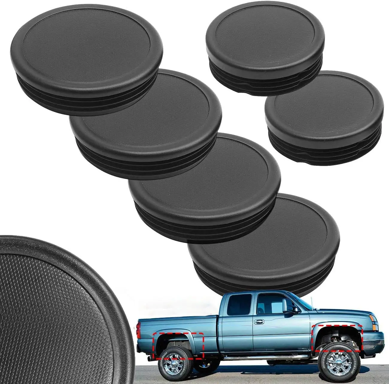 6Pcs Car Frame Tube Hole Plugs Kit for 2001-2019 GMC Sierra 2500HD,2001-2018 Silverado 2500HD Front Rear Wheel Well Cover
6Pcs Car Frame Tube Hole Plugs Kit for 2001-2019 GMC Sierra 2500HD,2001-2018 Silverado 2500HD Front Rear Wheel Well Cover