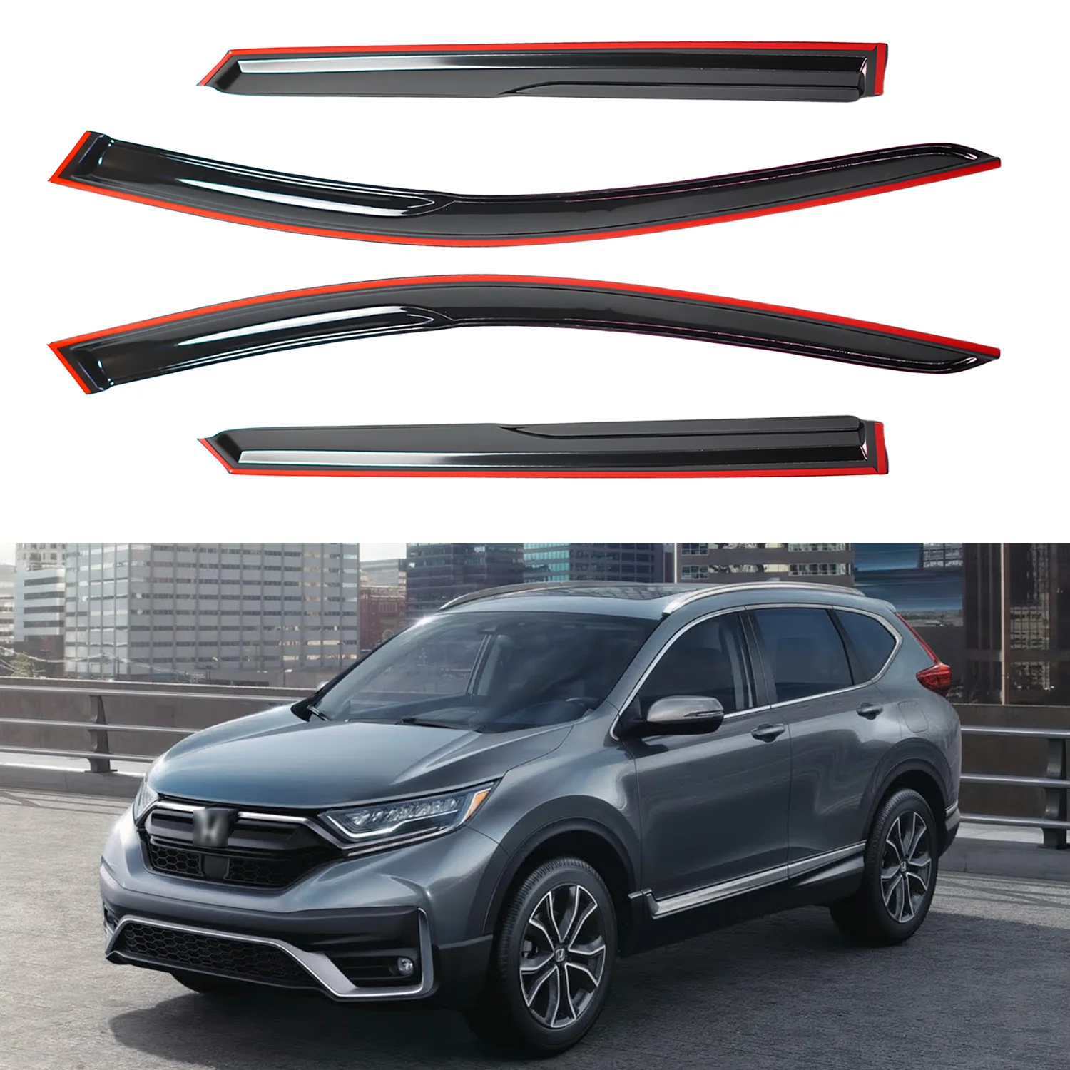 For Honda CR-V 4-Door 2017-2022 Wind Deflectors Tinted 4pcs Set External Rain Visors with Drain Channels 1.5MM Thickness
For Honda CR-V 4-Door 2017-2022 Wind Deflectors Tinted 4pcs Set External Rain Visors with Drain Channels 1.5MM Thickness