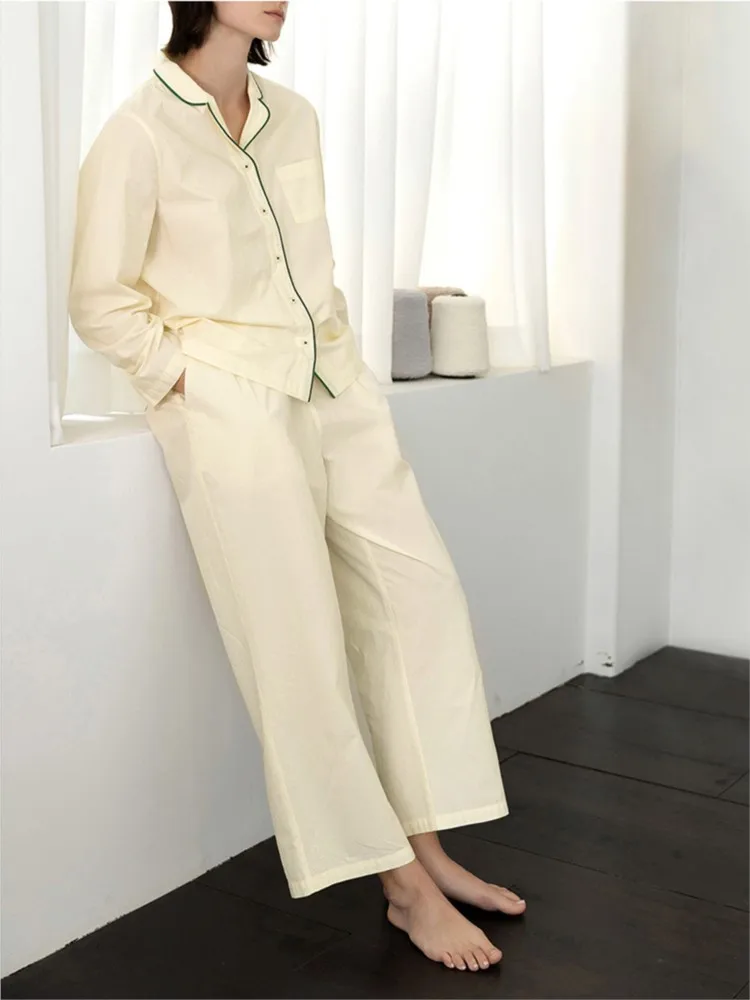 2025 New Apricot Cotton Women Pajamas Lapel Patchwork Shirts Wide Leg Pant Sets Spring Summer Homewear Causal Female Outfits
2025 New Apricot Cotton Women Pajamas Lapel Patchwork Shirts Wide Leg Pant Sets Spring Summer Homewear Causal Female Outfits