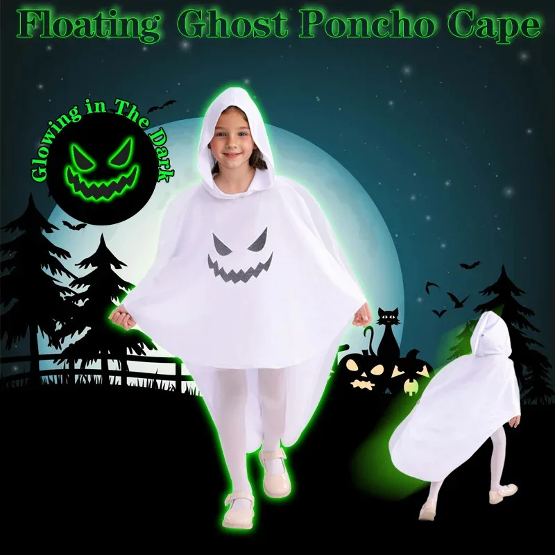 Kids Spooky Glow-in-the-Dark Floating Ghost Poncho Cape Halloween Costume For Photos, Parties Or Storytime
Kids Spooky Glow-in-the-Dark Floating Ghost Poncho Cape Halloween Costume For Photos, Parties Or Storytime