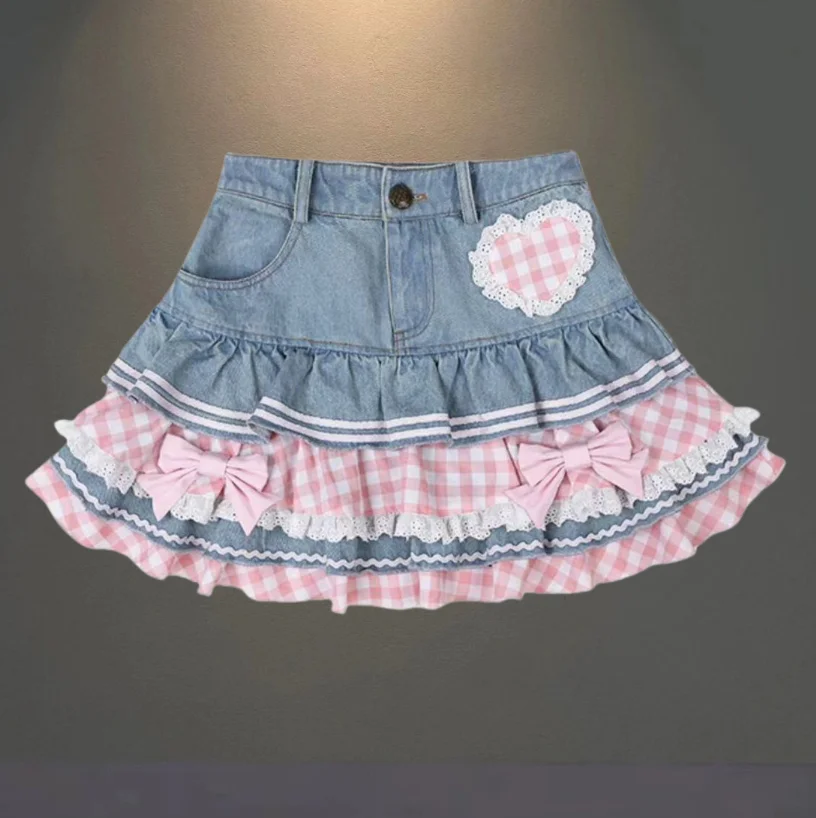 Preppy Style Lolita Kawaii Skirts Japanese Sweet Mini Women Cute Ball Gown Denim Skater Y2K High Waist Lace Cake Skirts w1208
Preppy Style Lolita Kawaii Skirts Japanese Sweet Mini Women Cute Ball Gown Denim Skater Y2K High Waist Lace Cake Skirts w1208 