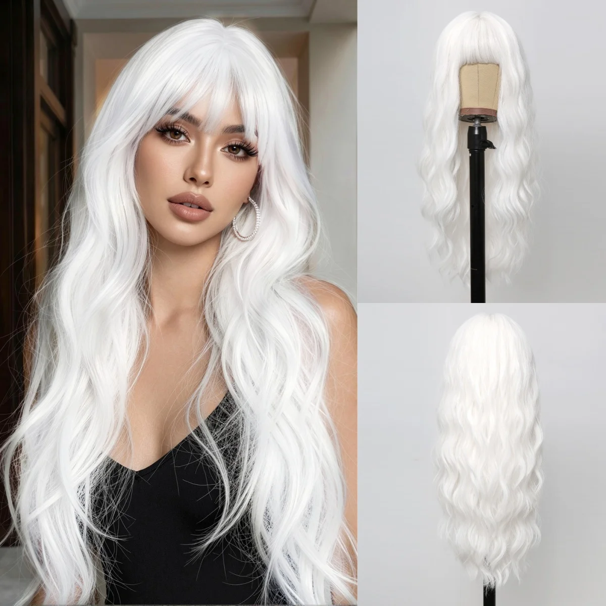 Long Wavy White Wig with Bangs Synthetic Hair Heat Resistant Fiber Natural Looking for Women Daily Wear Party Cosplay
Long Wavy White Wig with Bangs Synthetic Hair Heat Resistant Fiber Natural Looking for Women Daily Wear Party Cosplay
