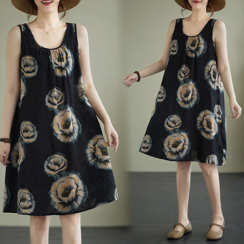 Свободное платье-миди трапециевидной формы, летняя хлопково-льняная одежда с принтом, круглый тонкий женский костюм большого размера, одежда для поездок на работу
Свободное платье-миди трапециевидной формы, летняя хлопково-льняная одежда с принтом, круглый тонкий женский костюм большого размера, одежда для поездок на работу