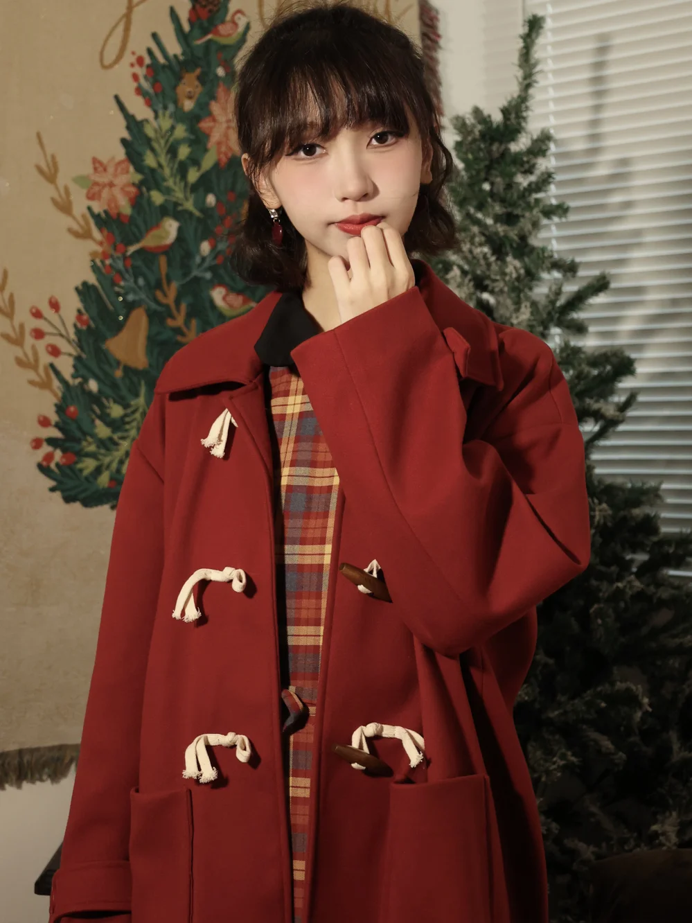 Miaow Ji Retro Red Woolen Coat Medium Length Women's Sle Button Design Autumn Winter Thiened Outerwear for Young Women
Miaow Ji Retro Red Woolen Coat Medium Length Women's Sle Button Design Autumn Winter Thiened Outerwear for Young Women