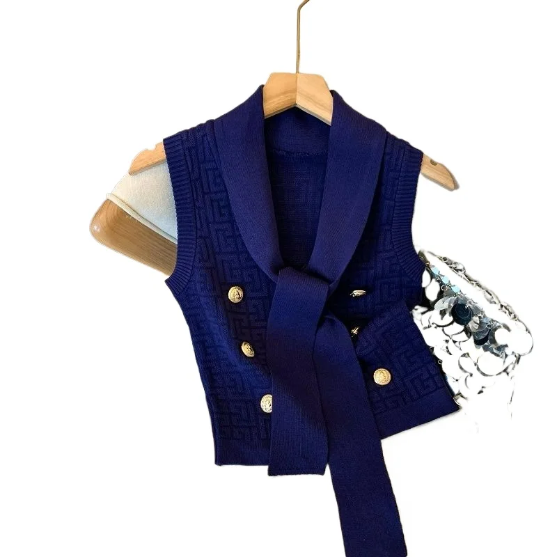 Small Fragrant Wind Korean Heavy Industry Jacquard Knitted Waistcoat Female Summer New Light Luxury Streamer Slim Sleeveless Top
Small Fragrant Wind Korean Heavy Industry Jacquard Knitted Waistcoat Female Summer New Light Luxury Streamer Slim Sleeveless Top