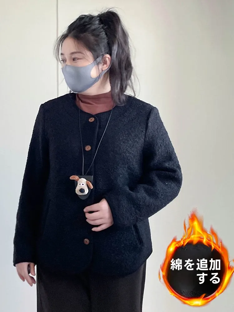 plus Size Woolen Coat Cotton Lined Thiened Loose Slimming oulder Appropriate Small Fraance Sle Lady's Winter Coat
plus Size Woolen Coat Cotton Lined Thiened Loose Slimming oulder Appropriate Small Fraance Sle Lady's Winter Coat