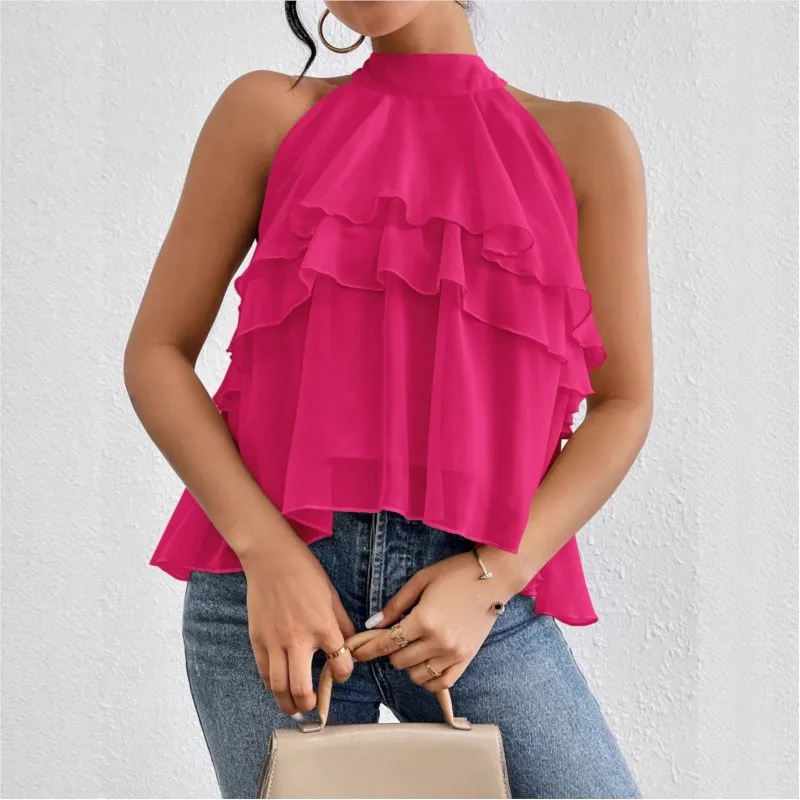 Women's Halter Ruffles Tank Tops Off-shoulder Sleeveless Chiffon Top Camis Summer New Loose Casual Shirt Fashion Suspenders 2026
Women's Halter Ruffles Tank Tops Off-shoulder Sleeveless Chiffon Top Camis Summer New Loose Casual Shirt Fashion Suspenders 2026