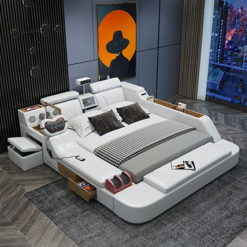 Genuine Leather Multifunctional Bed Tech Smart Beds Ultimate Camas Tatami Massage Lit Upholstered Bed With Audio,Air Cleaner
Genuine Leather Multifunctional Bed Tech Smart Beds Ultimate Camas Tatami Massage Lit Upholstered Bed With Audio,Air Cleaner