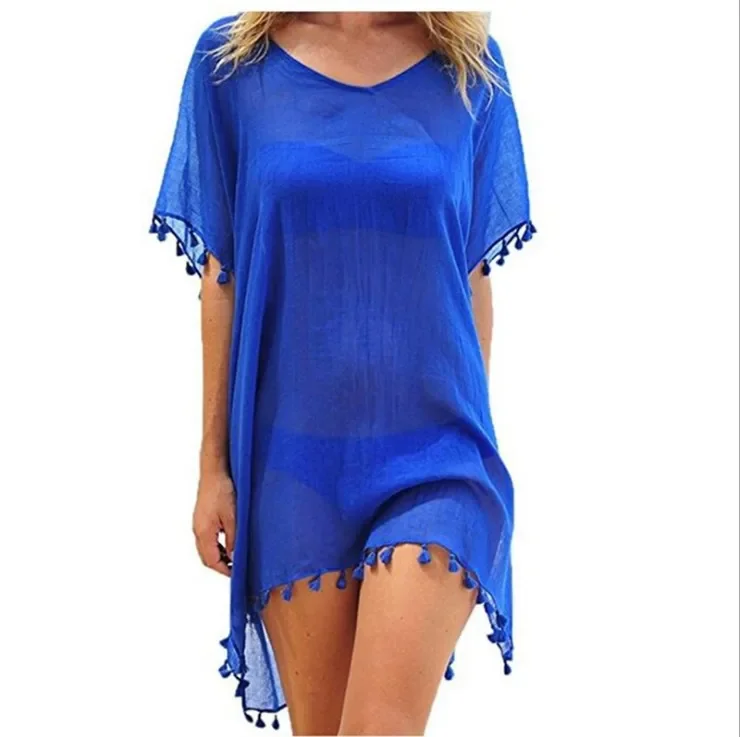 2025 Spring Summer Women's Seaside Holiday Sunscreen Clothes Tassel Chiffon Beach Blouse Fashion Lady Thin Top Blue Shawl
2025 Spring Summer Women's Seaside Holiday Sunscreen Clothes Tassel Chiffon Beach Blouse Fashion Lady Thin Top Blue Shawl