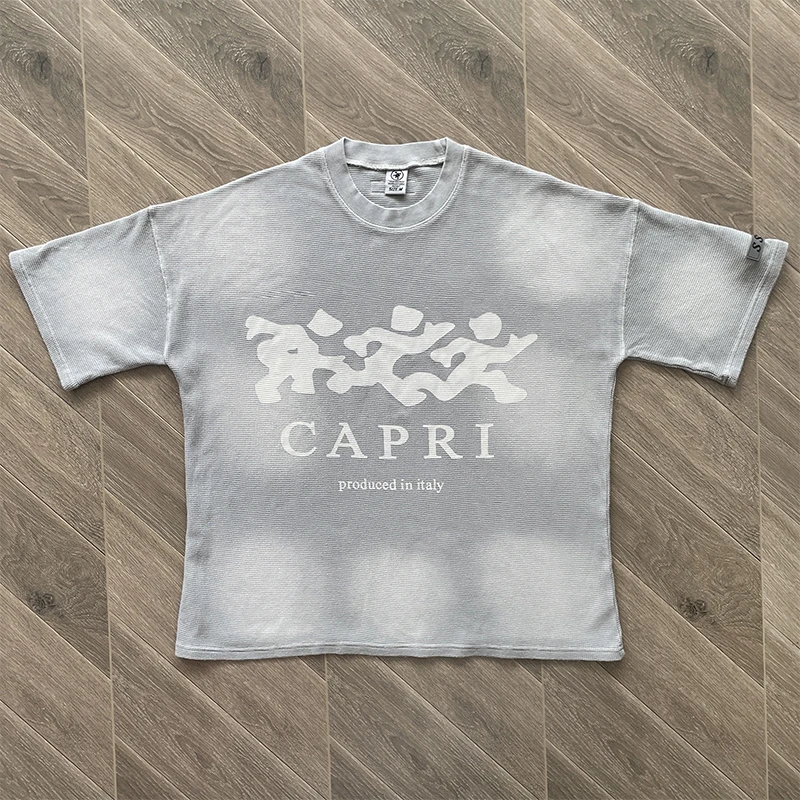 Хлопковая футболка Project Capri Emergency с короткими рукавами и 3D текстурой, уличная одежда унисекс в американском стиле High Street 
Хлопковая футболка Project Capri Emergency с короткими рукавами и 3D текстурой, уличная одежда унисекс в американском стиле High Street