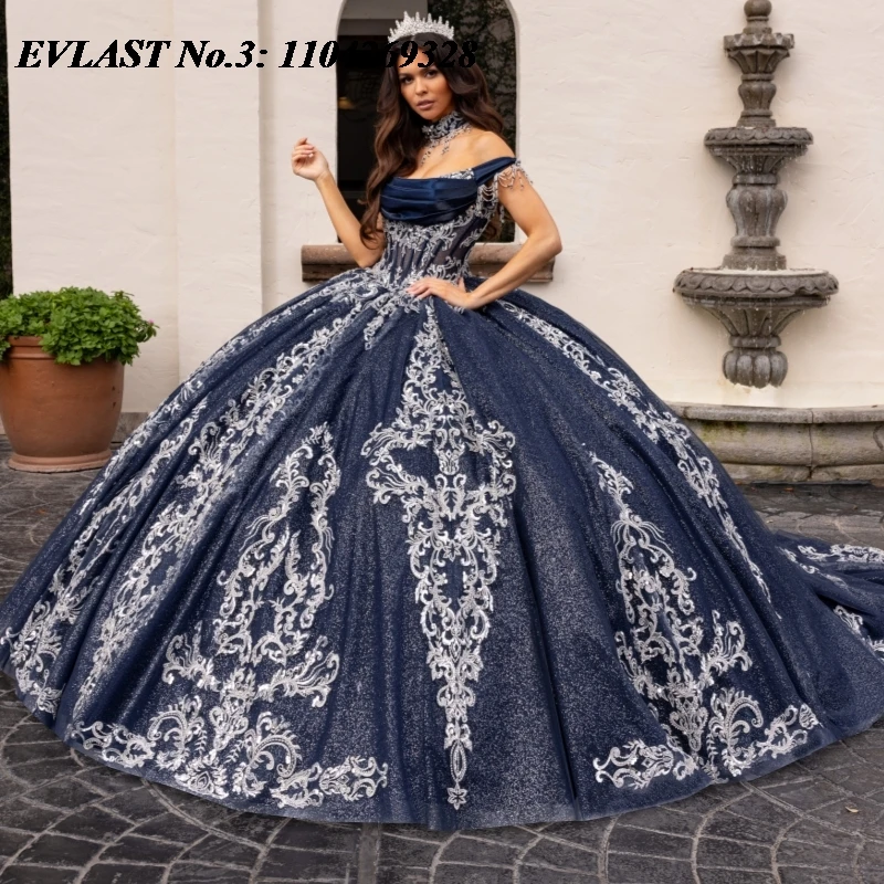 EVLAST индивидуальное темно-синее платье Quinceanera 2025 года, бальное платье, серебряное кружевное платье с аппликацией и бисером, Sweet 16, Vestidos De 15 Anos E3Q792
EVLAST индивидуальное темно-синее платье Quinceanera 2025 года, бальное платье, серебряное кружевное платье с аппликацией и бисером, Sweet 16, Vestidos De 15 Anos E3Q792
