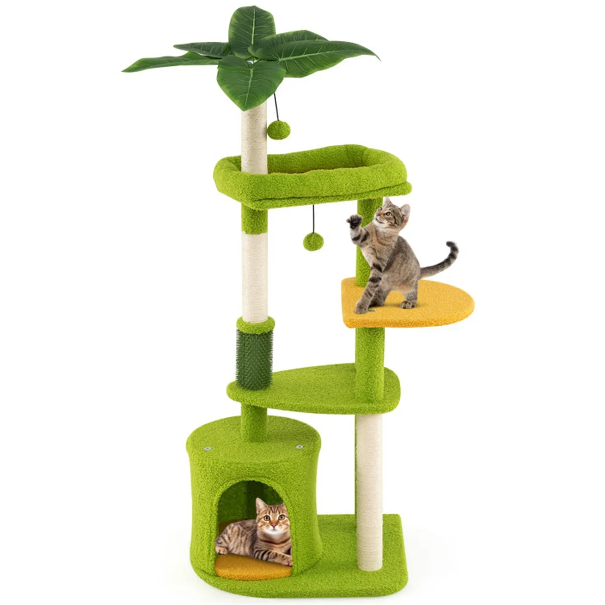 48" Cat Tree with Tropical Leaves - Self-Groomer & Scratching Posts, Space-Saving (Green+Orange)
48" Cat Tree with Tropical Leaves - Self-Groomer & Scratching Posts, Space-Saving (Green+Orange)