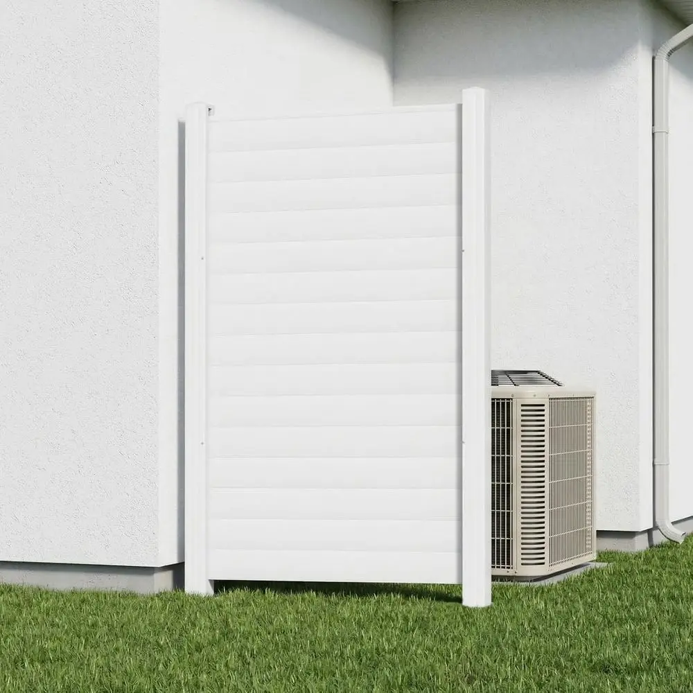 38 W x 60 H Outdoor Vinyl Privacy Screen with Metal Stakes for AC Units, Trash Cans, and Pool Equipment, White
38 W x 60 H Outdoor Vinyl Privacy Screen with Metal Stakes for AC Units, Trash Cans, and Pool Equipment, White
