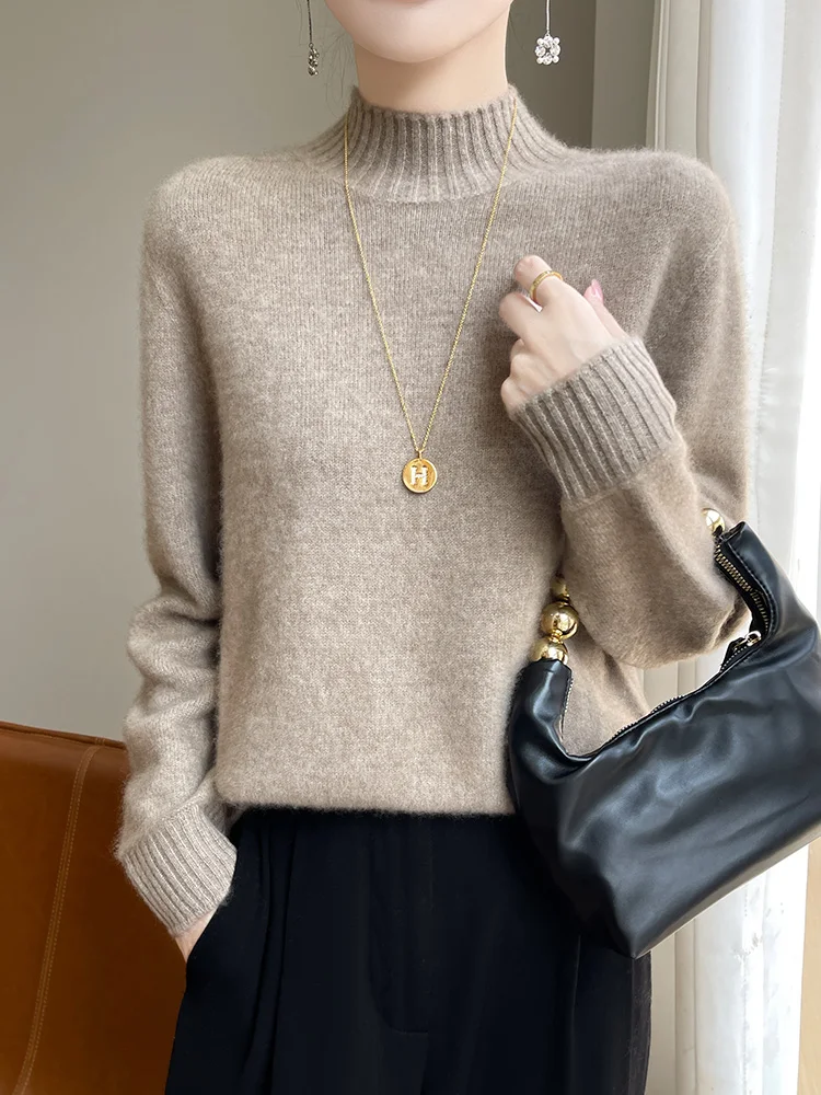 Fashion 100% Merino Wool Sweater Women's Mock-Neck Knitwear Cashmere Pullovers Autumn Winter Long Sleeve Thick Clothing Tops
Fashion 100% Merino Wool Sweater Women's Mock-Neck Knitwear Cashmere Pullovers Autumn Winter Long Sleeve Thick Clothing Tops