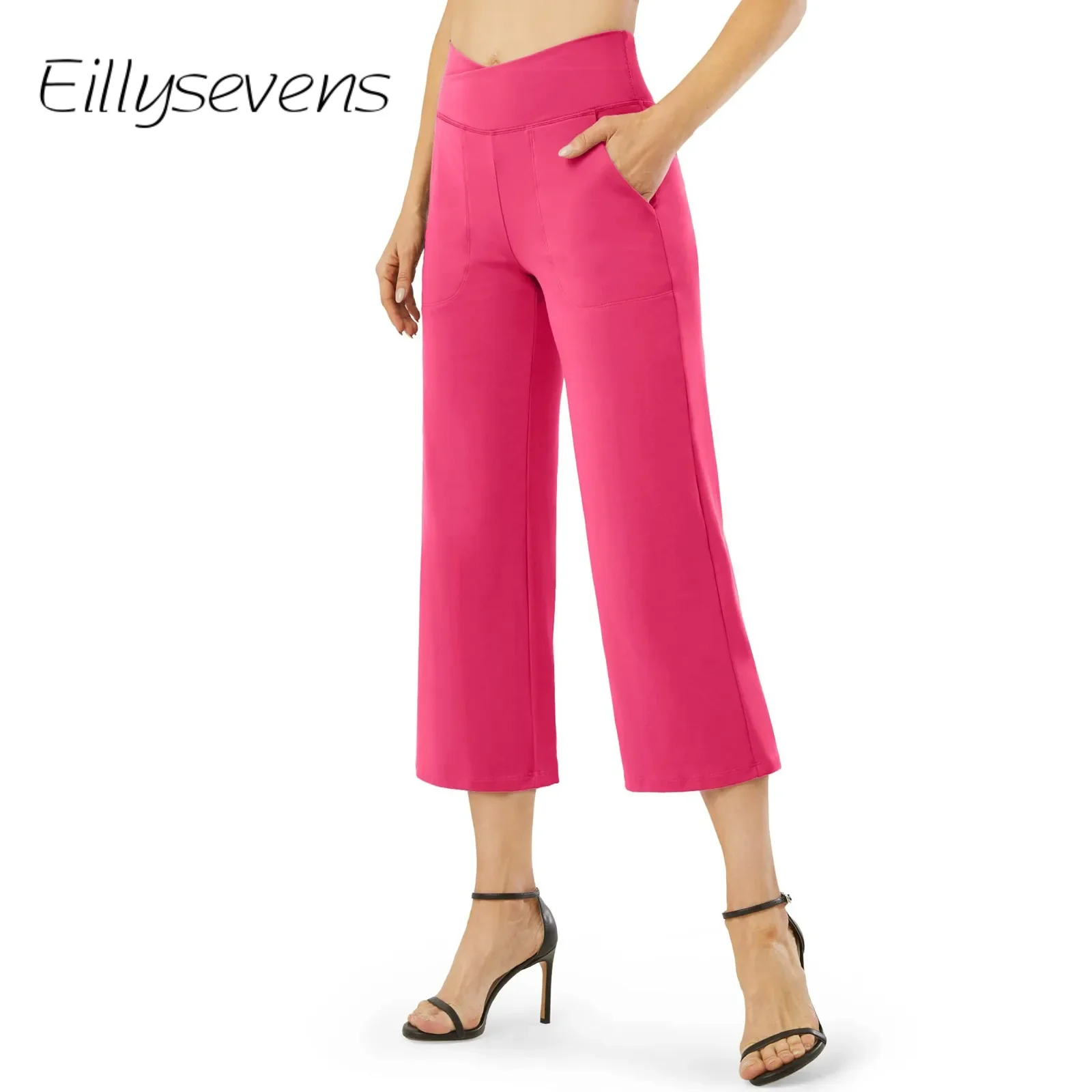 Pantalones Women'S Cropped Pants Elastic High Waist Straight Pant Casual Active Fit Wide Leg Trousers With Pockets Fashionable
Pantalones Women'S Cropped Pants Elastic High Waist Straight Pant Casual Active Fit Wide Leg Trousers With Pockets Fashionable