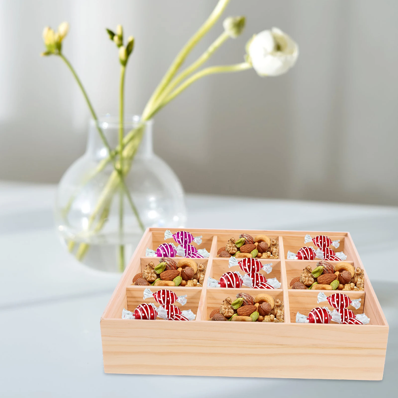 Wooden Storage Box 12 Compartments Snack Tray Home Kitchen Desk Organizer Dry Fruit Case Bread Display Wooden Material
Wooden Storage Box 12 Compartments Snack Tray Home Kitchen Desk Organizer Dry Fruit Case Bread Display Wooden Material