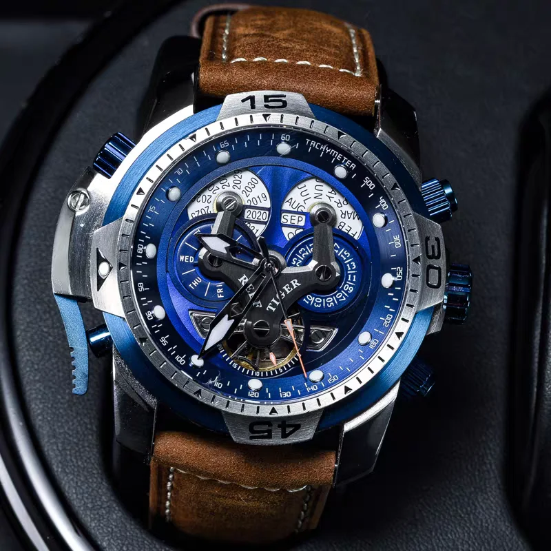 Reef Tiger Men Automatic Watch 46MM Mechanical Wristwatch Luminous Perpetual Calendar Year Month Week Date Sapphire Mirror
Reef Tiger Men Automatic Watch 46MM Mechanical Wristwatch Luminous Perpetual Calendar Year Month Week Date Sapphire Mirror